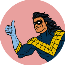 A panel redraw of Mulletwing giving a thumbs up.